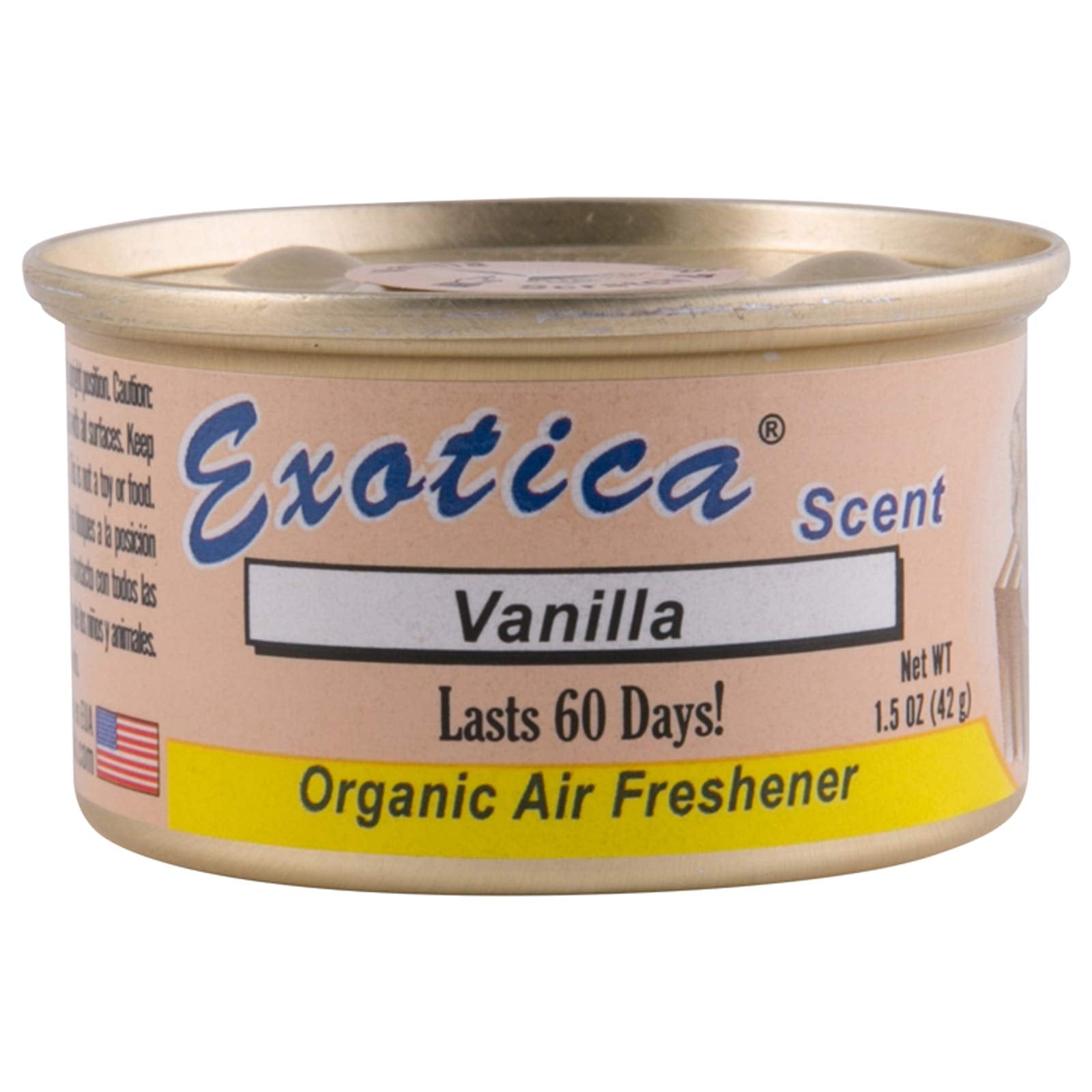 Exotica Air Freshener - VanillaCar AccessoriesA long-lasting air freshener Gives a fresh aroma Organic vanilla flavor air freshener