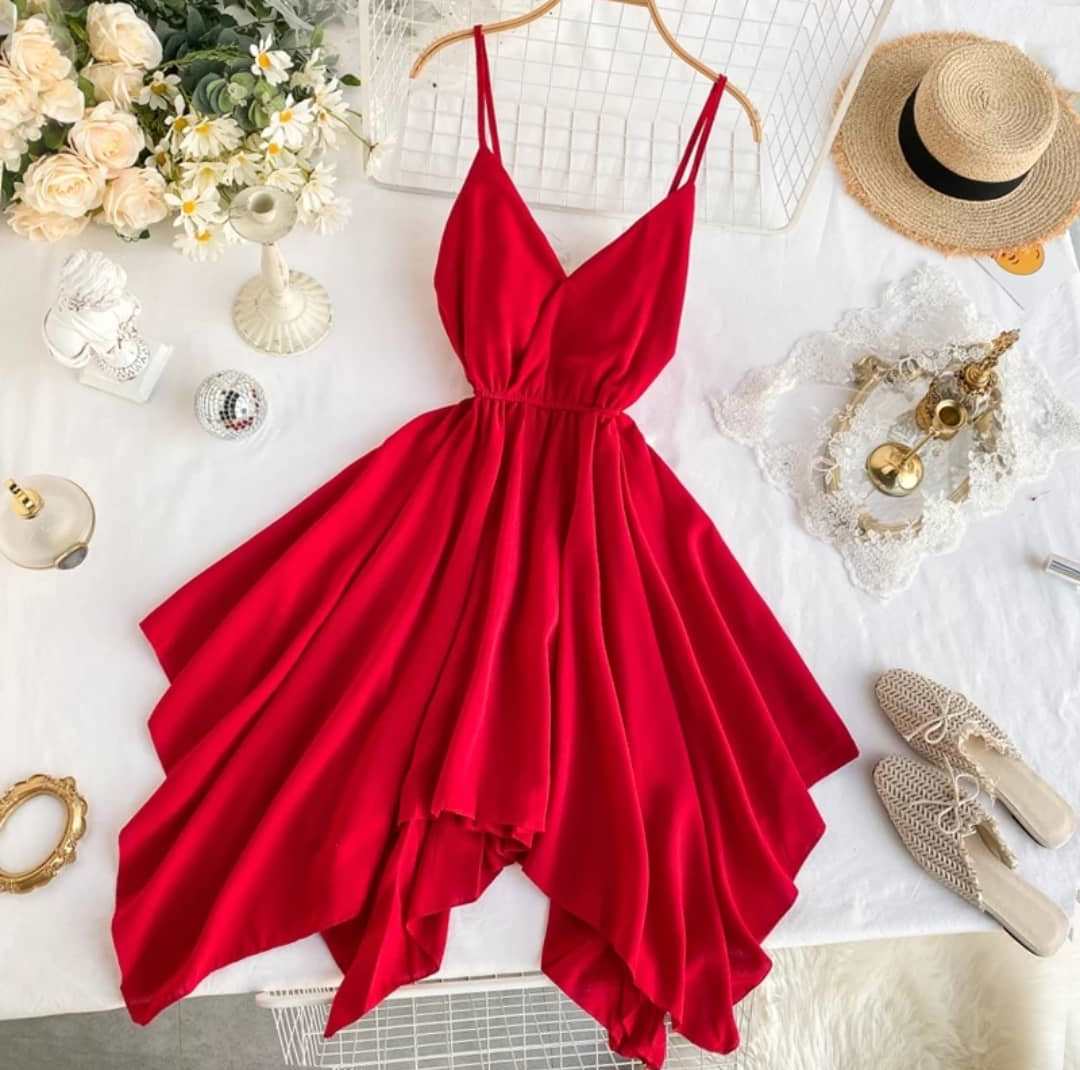 Pinkwsih stylish red dressFashionSpecial style dress cotton & Satin material