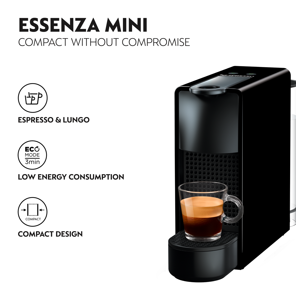 NESPRESSO Essenza Mini C30 Black Coffee Machine