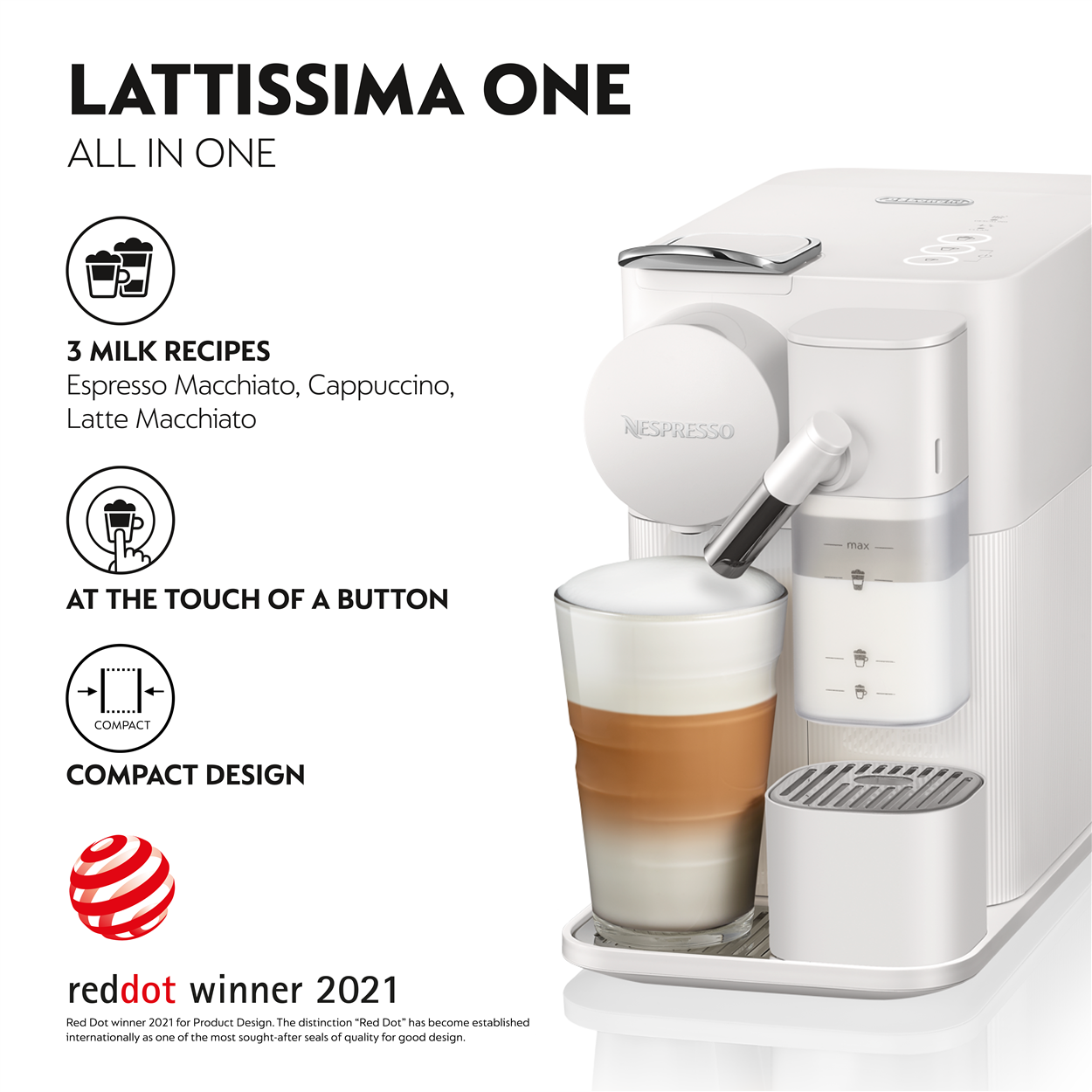NESPRESSO F121 Lattissima One Coffee Machine White