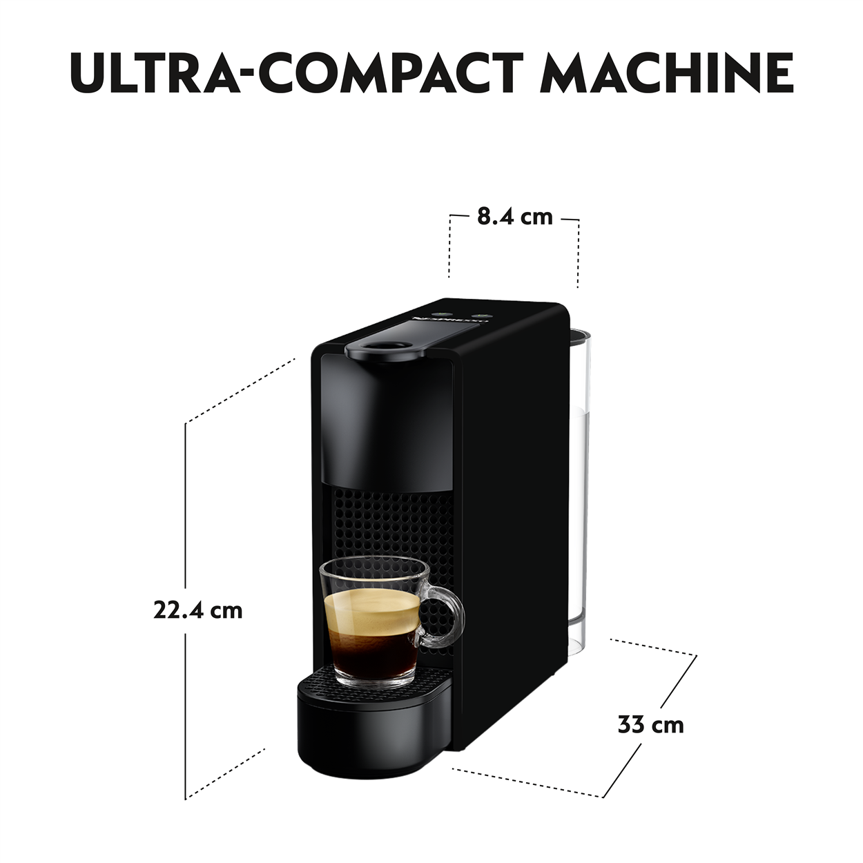 NESPRESSO Essenza Mini C30 Black Coffee MachineKitchen AppliancesNespresso coffee fits into the tiniest spaces with the Essenza Mini. It's a small coffee machine designed to give you perfect coffee experiences. Enjoy Espressos or Lungos as you like with t