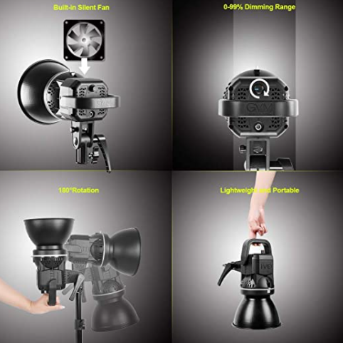 GVM 80W P80S-2 Continuous Lighting Kit, 2 Packs Bowens Mount LED Video Light CRI 97+, TLCI 90+ with Tripod Stand for YouTube, Video Recording, Wedding, Outdoor ShootingCamera Accessories➤Natural Sunlight Performance: LED Spotlight with a wide dimming rang