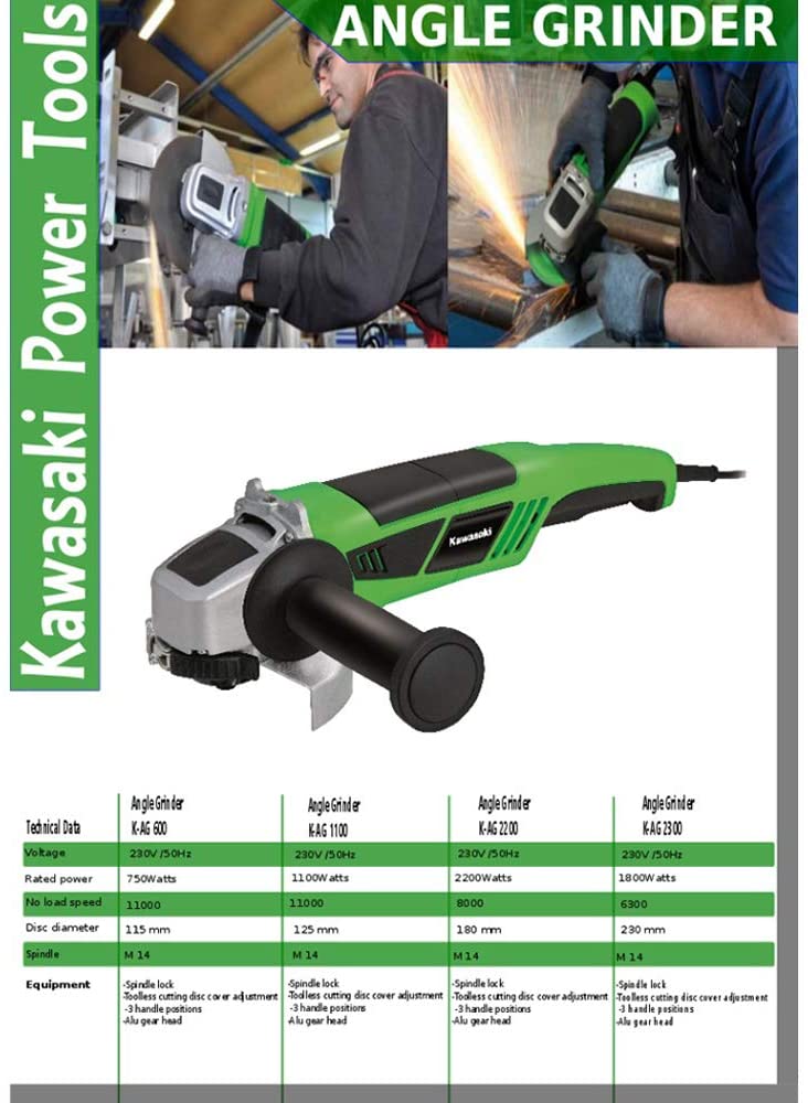 Kawasaski 230mm Xr Pro Line 2400 Watts Angle Grinder - 603010810Tools & Home ImprovementsBrand: Kawasaski Power Source: Corded Electric Type: Grinders Model Number: 603010810 Power: 2300 Watts Voltage Rating: 230 Volts Product Dimensions : 14.2 x 58.6 x 1