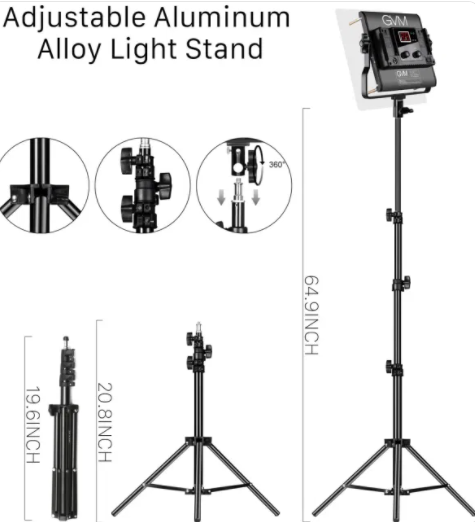 GVM 3 Pack LED 480LS-B3L KIT Video Lighting Kits with APP Control, Bi-ColorCamera AccessoriesFixed angle locking knob 480 LED beads Two ways of charge Good heat dissipation Fixed angle locking knob The locking knob on one side of panel can help you to fix