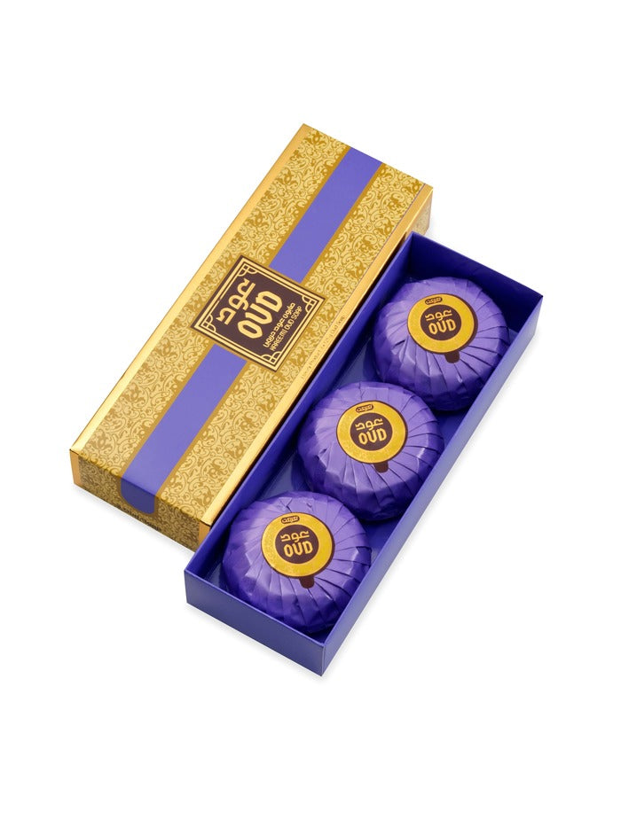 Oud Soap - HareemiPersonal CareHareemi is a potent mash-up of rich florals and a warm, woody base that lasts on the skin for hours and hours. It’s a multi-layered fragrance made up of jasmine, fruits and cedarwood making it irresistible. Hareemi (Purple):