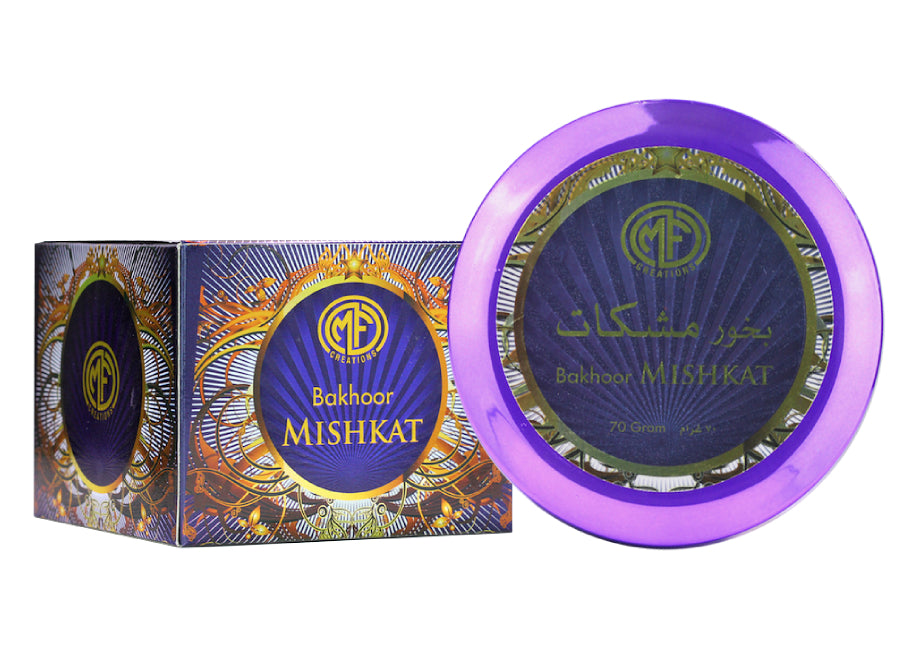 MFCreations Bakhoor Mishkat 70gmPerfumes & FragrancesEmits a scented fragrance that is sure to uplift your mood. Creates an elegant statement while levitating the home decor scheme. Oriental fragrance that is formulated with scented and environment friend