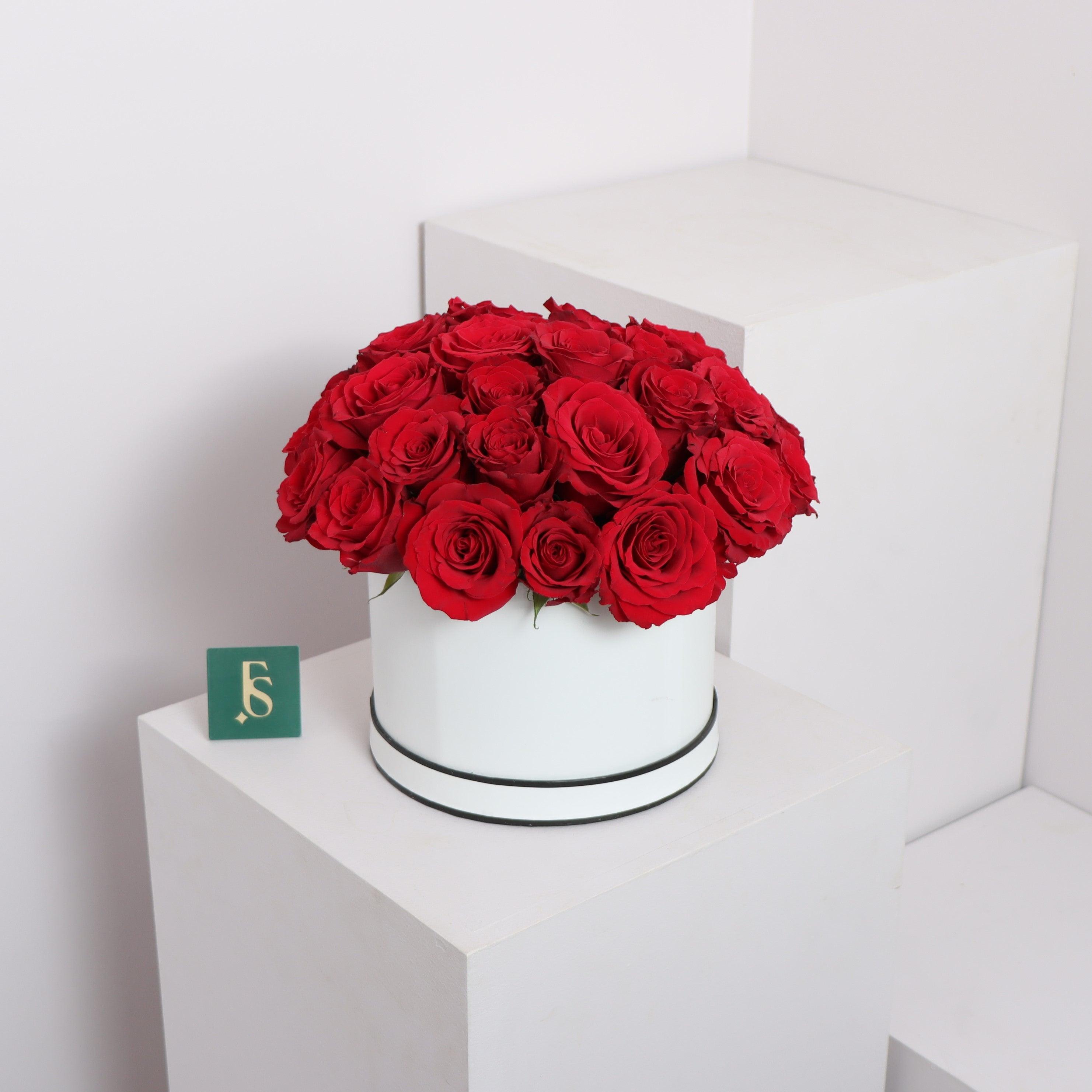 Red Box RosesFlowersSame-day delivery Send a special message with this Red Rose box. Its puffy and cloudy abstract look is sure to wow your recipient. Delight them with its bright colors and luxurious roses that express true love and devotion. Get them so