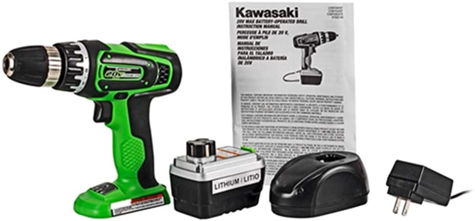 Kawasaski 20 Volts Brush less 2X2Ah Li Cordless Drill - 603010735Tools & Home ImprovementsProduct Dimensions : 10.2 x 37 x 28.2 cm; 3.47 Kilograms Brand: Kawasaski Power Source: Cordless Electric Type: Drills Model Number: 603010735 Voltage Rating: 20 Vol
