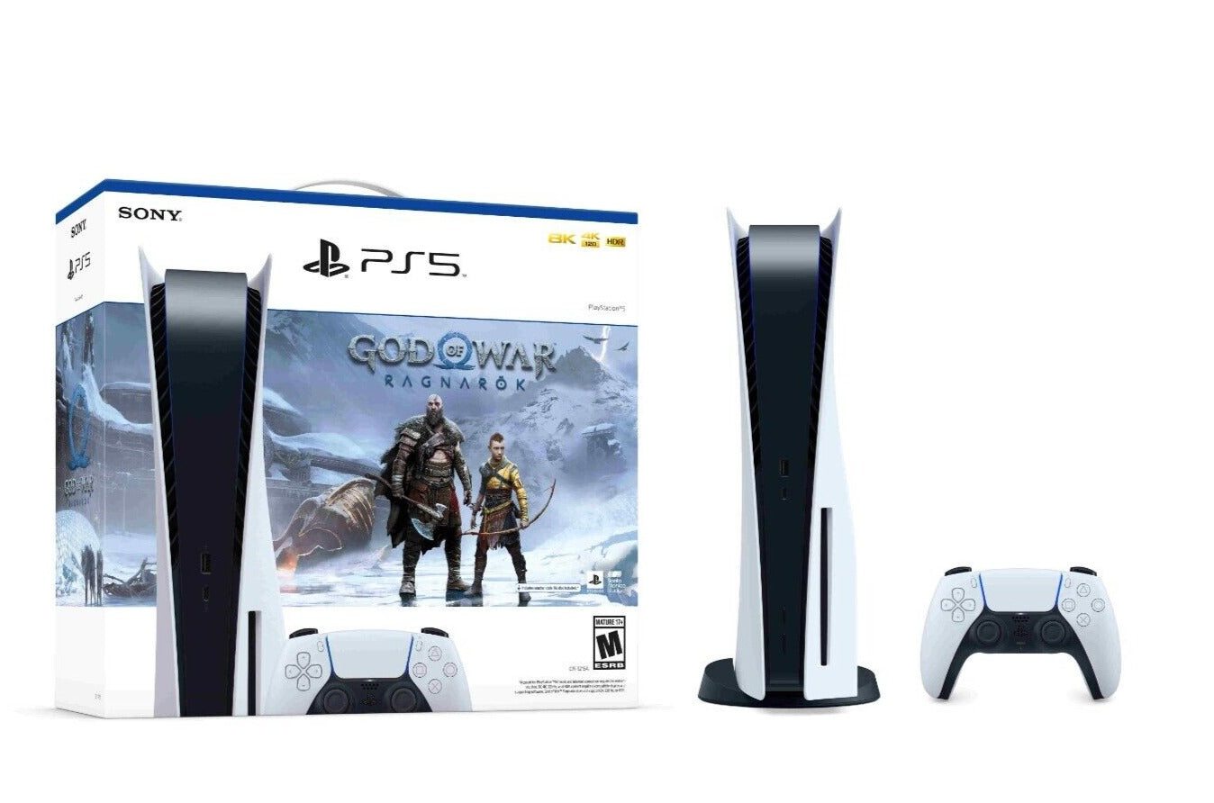 Sony PlayStation 5 Standard Edition Disc Console with God of War Ragnarok - UAE VersionConsolesSony PlayStation 5 Standard Edition Disc Console (UAE Version) with God of War Ragnarok DLC Play Has No LimitsExperience lightning-fast loading with an ultra-hi