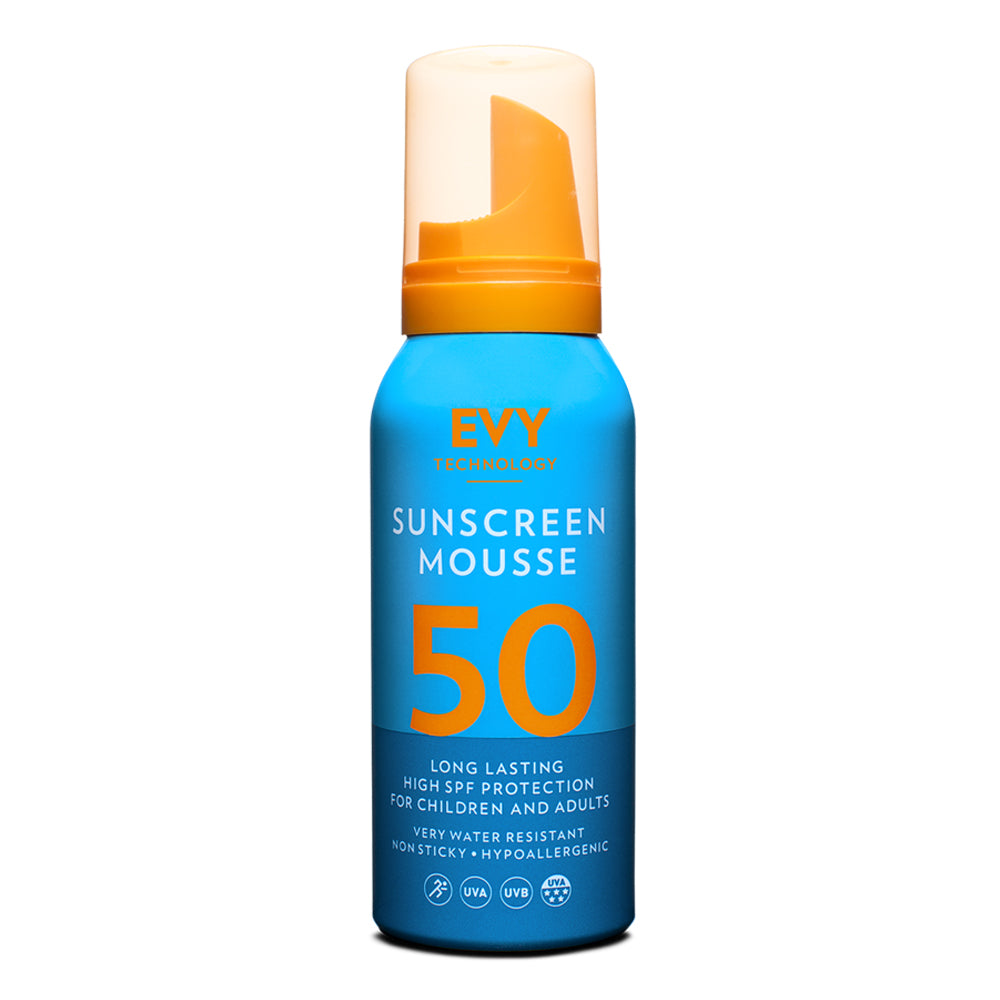 EVY Sunscreen Mousse SPF 50 100mlPersonal CareEVY sunscreen mousse lasts 6 hours and it is waterproof for 6 hours, even if you swim. Strengthens the skin barrier. Gives protection from chlorine, pollutants, make up etc. Not only safe for UVB but also the
