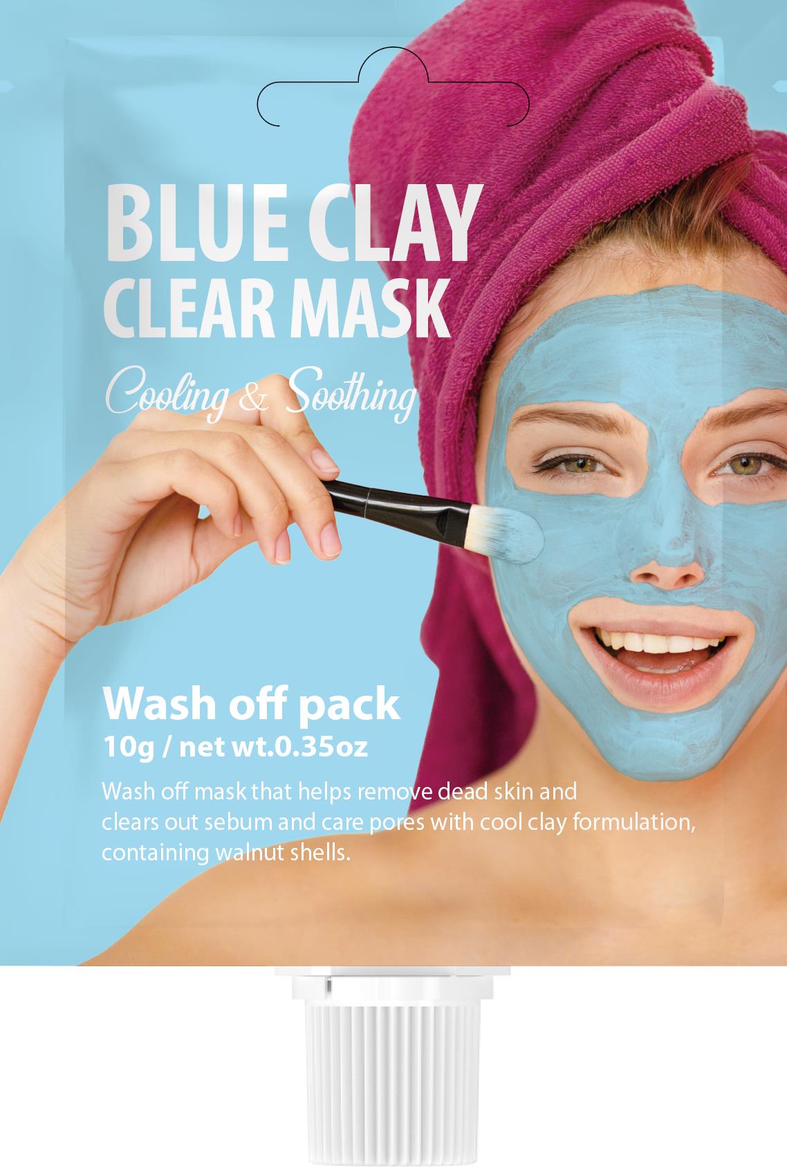 SHES Lab Blue Clay Clear MaskPersonal CareWash off mask that helps to remove dead skin and clears out sebum and care pores with cool clay formulation, containing walnut shells. Benefits: 1 - Cooling tightens the skin. 2 - Makes Skin Smoother 3 - Removes S