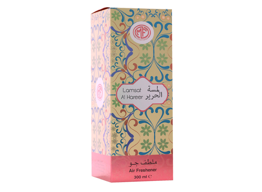 MFCreations Air Freshener Lamsat Al Hareer 300MLHome EnvironmentMFCreations Air Fresheners exude oriental feelings that give you the feel of the Arab Culture! With the oriental smell, take the feel with you wherever you go. The Air Freshener comes in an e