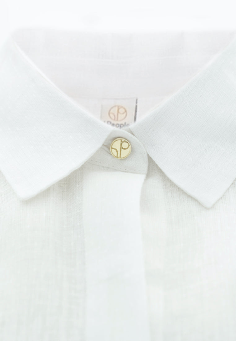 Seville Linen Short Sleeves Shirt in porcelain White