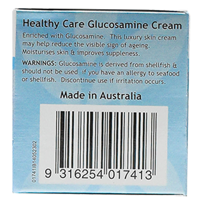 Healthy Care Glucosamine Cream 100gPersonal CareHealthy Care Glucosamine Cream is enriched with Glucosamine. This luxury skin cream may help reduce the visible sign of ageing. Moisturizes skin & improves suppleness.