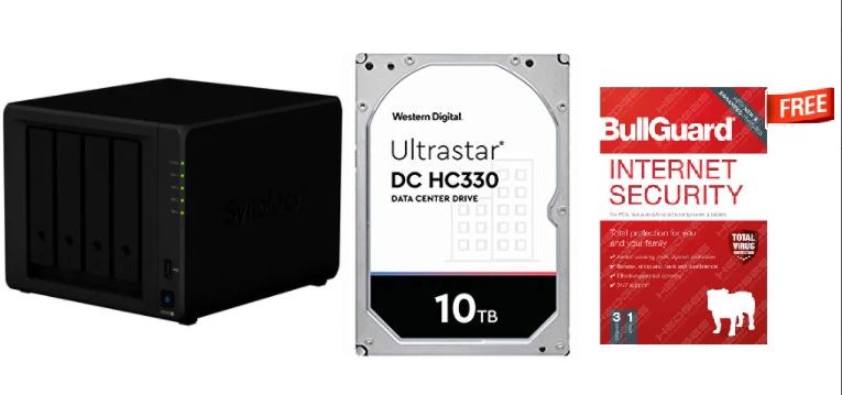 4 Bay NAS DiskStation DS420+ DDR4 2GB Black + 20TB 4BAY DESKTOP NAS SOLUTION Installed with 2*10tb WD Ultrastar & Free Bullguard Antivirus-Internet Security 3 Devices | 1 YearComputer & Laptop Accessories>Designed to streamline your data and multimedia ma