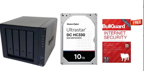 4 Bay NAS Disk Station DS920+ DDR4 4GB Black + 30TB 4BAY DESKTOP NAS SOLUTION Installed with 3*10tb WD Ultrastar & Free Bullguard Antivirus-Internet Security 3 Devices | 1 YearComputer & Laptop Accessories>Designed to streamline your data and multimedia m