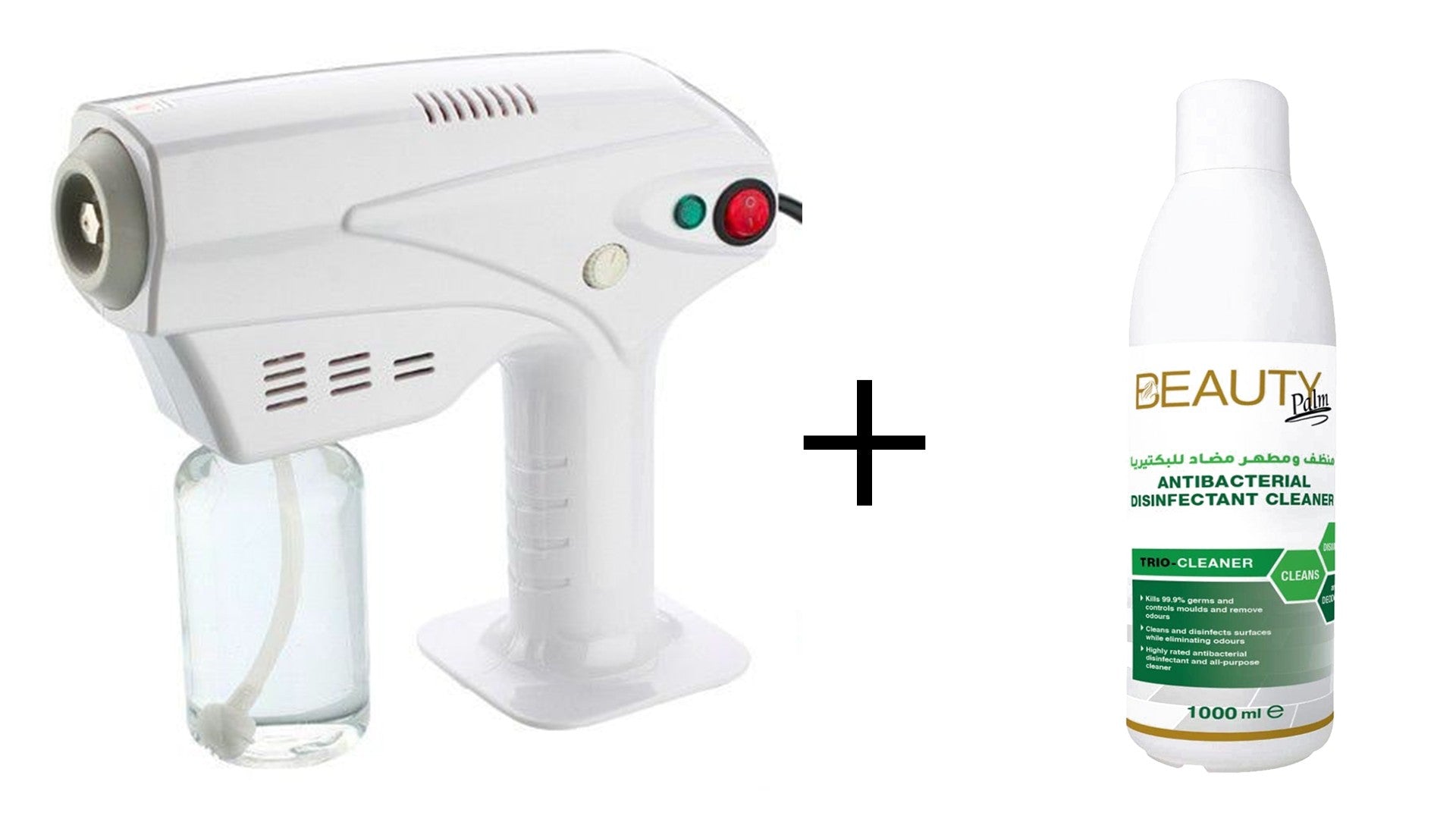 Blu Ray Anion Nano Spray Gun + Beauty Palm Disinfectant Cleaner 1000mlHealthBlu Ray Anion Nano Spray GunThe Blu Ray Anion Nano Spray Gun has a multi-function design, it can be used as a hair steamer. The lightweight and space saver design, you can use it