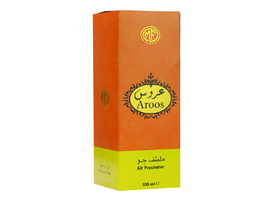 MFCreations Air Freshener Aroos 300MLHome EnvironmentMFCreations Air Fresheners exude oriental feelings that give you the feel of the Arab Culture! With the oriental smell, take the feel with you wherever you go. The Air Freshener comes in an easy-to-use