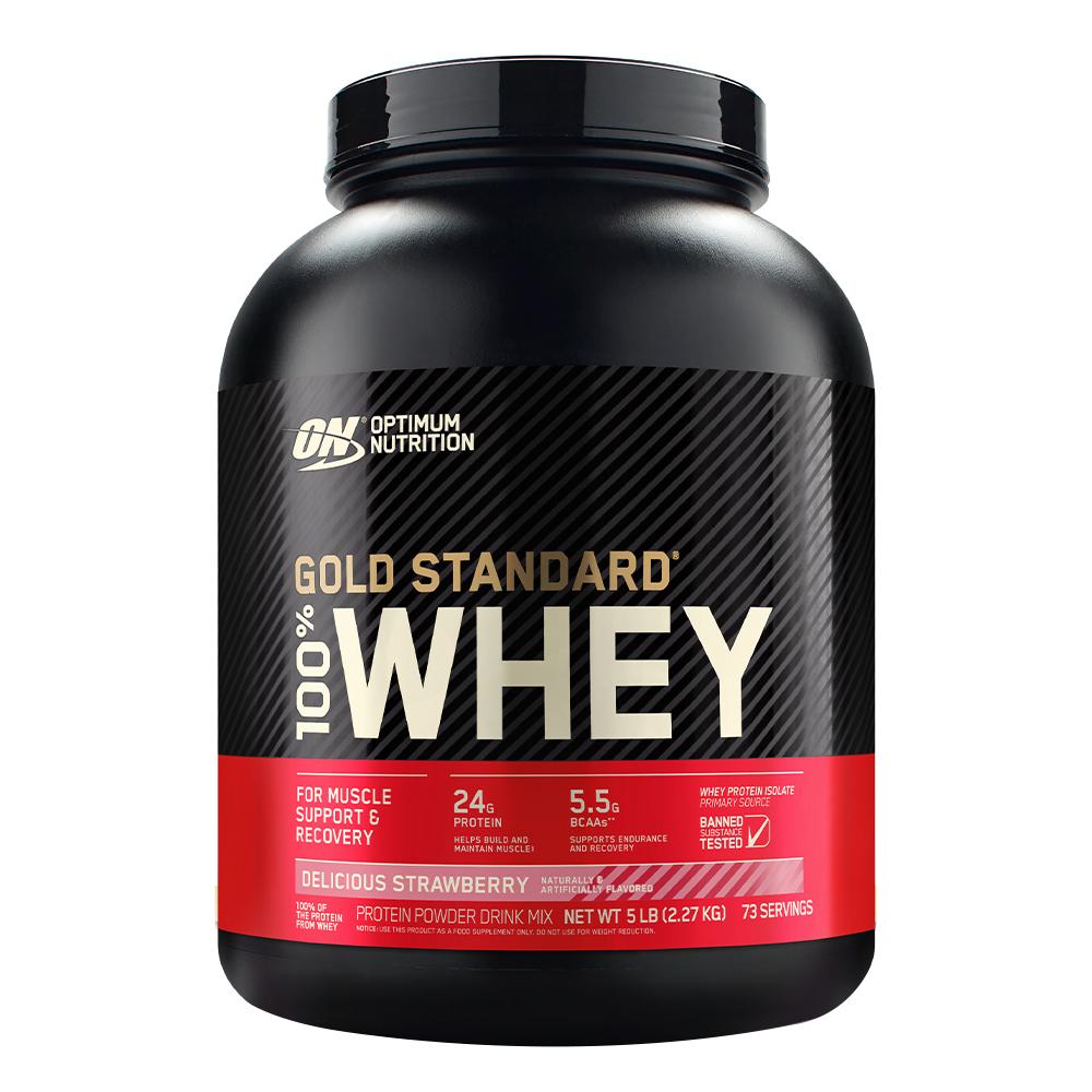 Optimum Gold Standard 100% Whey - Delicious Strawberry - 5 lbs