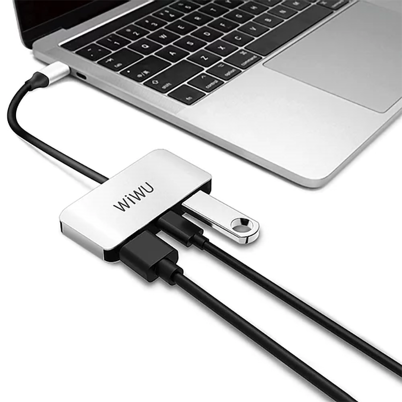 WIWU Alpha 3 In 1 USB-C Hub C2H - Gray
