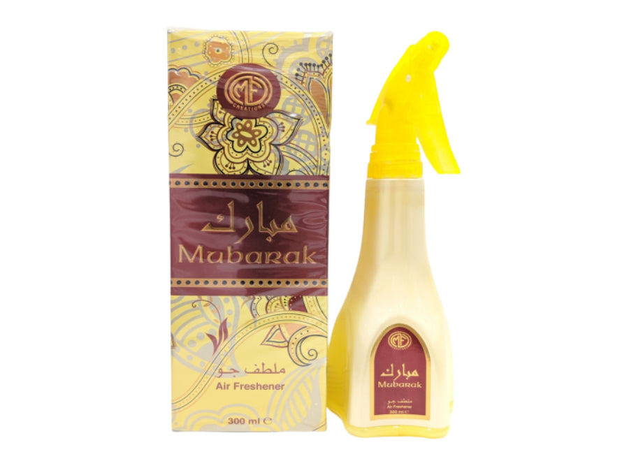 MFCreations Air Freshener Mubarak 300MLHome EnvironmentMFCreations Air Fresheners exude oriental feelings that give you the feel of the Arab Culture! With the oriental smell, take the feel with you wherever you go. The Air Freshener comes in an easy-to-us