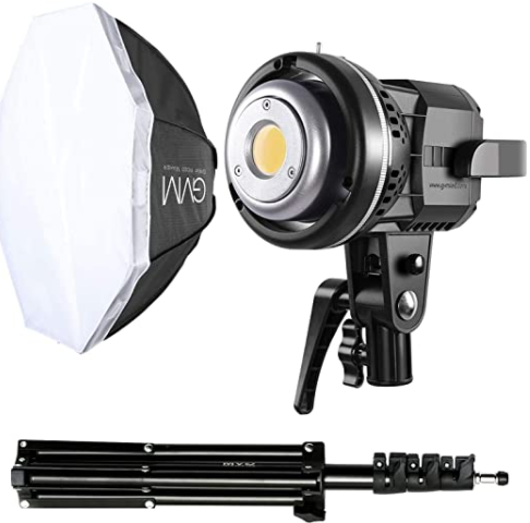 GVM 80W P80S-2 Continuous Lighting Kit, 2 Packs Bowens Mount LED Video Light CRI 97+, TLCI 90+ with Tripod Stand for YouTube, Video Recording, Wedding, Outdoor ShootingCamera Accessories➤Natural Sunlight Performance: LED Spotlight with a wide dimming rang