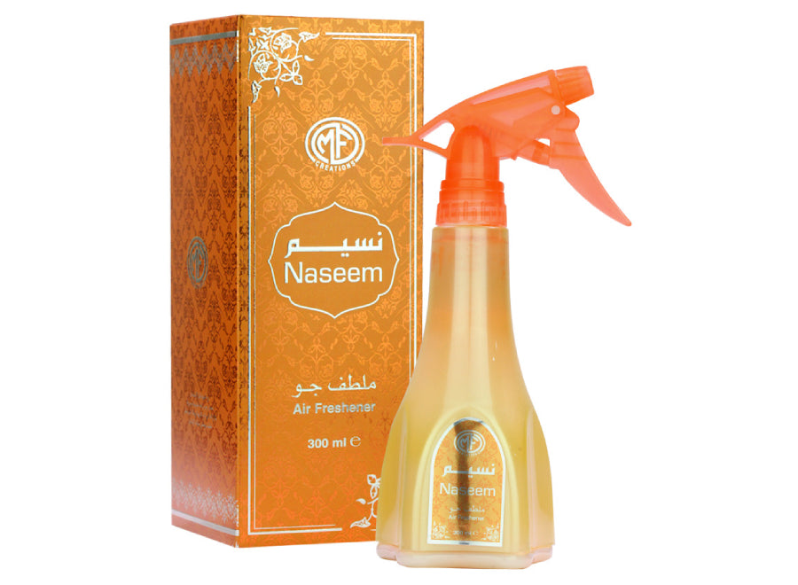 MFCreations Air Freshener Naseem 300MLHome EnvironmentMFCreations Air Fresheners exude oriental feelings that give you the feel of the Arab Culture! With the oriental smell, take the feel with you wherever you go. The Air Freshener comes in an easy-to-use