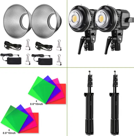 GVM LS-P80S-2D LED 2-Light Kit with FiltersCamera AccessoriesDaylight Color Temperature: 5600K High CRI/TLCI Ratings: 97 2 x Lights, Stands, Filter Packs Beam Angle: 120 Degrees GVM has put together this LS-P80S LED 2-Light Kit with Filters to offer image