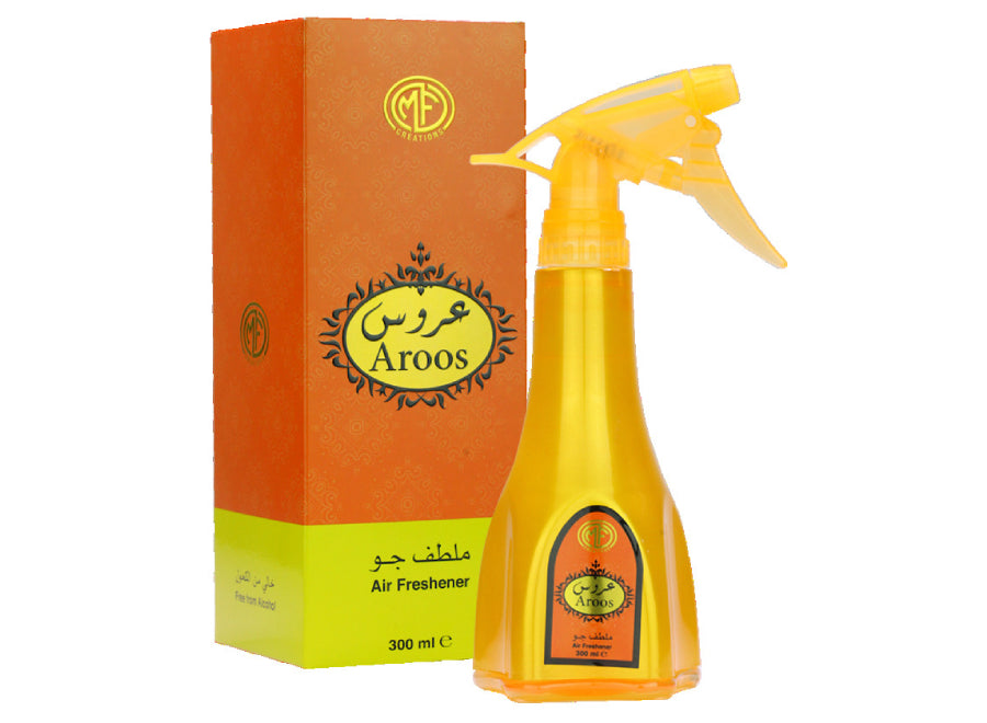 MFCreations Air Freshener Aroos 300MLHome EnvironmentMFCreations Air Fresheners exude oriental feelings that give you the feel of the Arab Culture! With the oriental smell, take the feel with you wherever you go. The Air Freshener comes in an easy-to-use