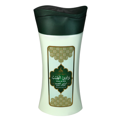 Wadi Al Teeb Luxury Body Lotion – 400 MlPersonal CareIts exclusive complex of vitamins and natural moisturizing extracts is proven to soothe, smooth and heal even the driest skin! The light formula is quickly absorbed by the skin, leaving it visibly smoot