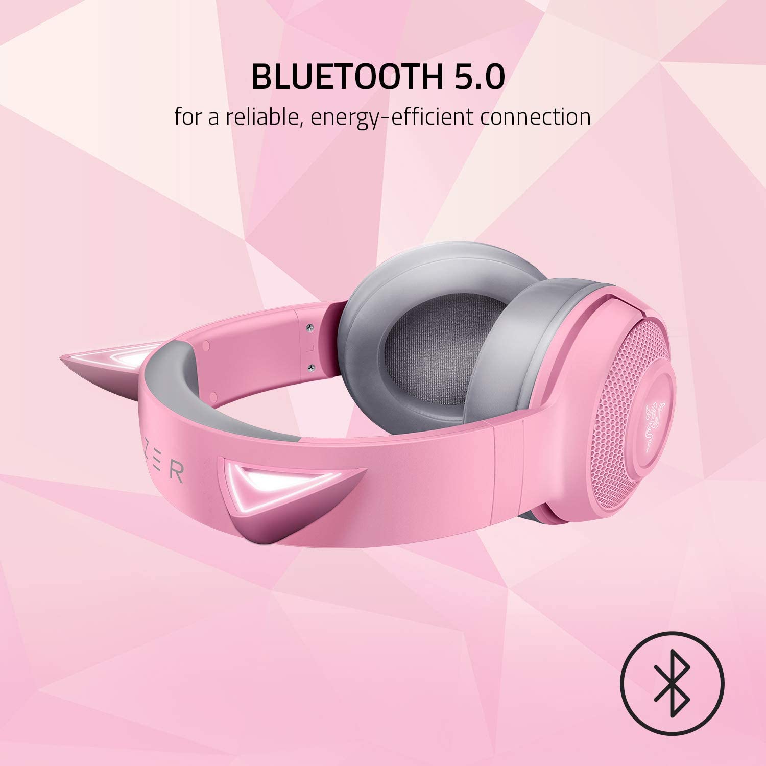 Razer Kraken BT Kitty Edition - Wireless Bluetooth Headset with Razer Chroma RGB - Quartz Pink