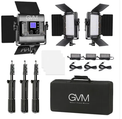 GVM 800D-RGB LED Studio 3-Video Light Kit